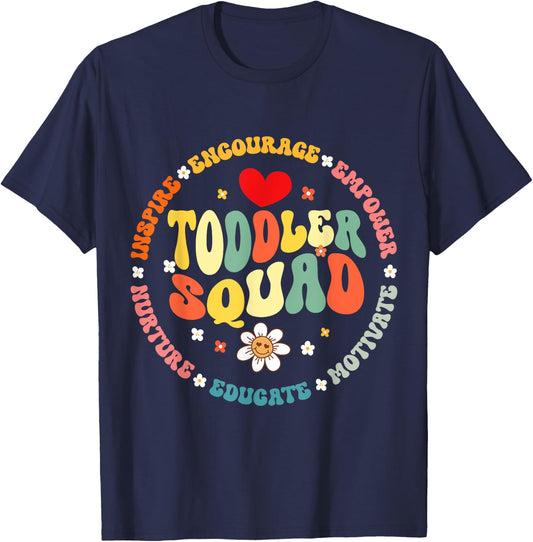 Toddler Squad Pre-K Teacher Pre School Back to School T-Shirt - T-Shirt | Navy