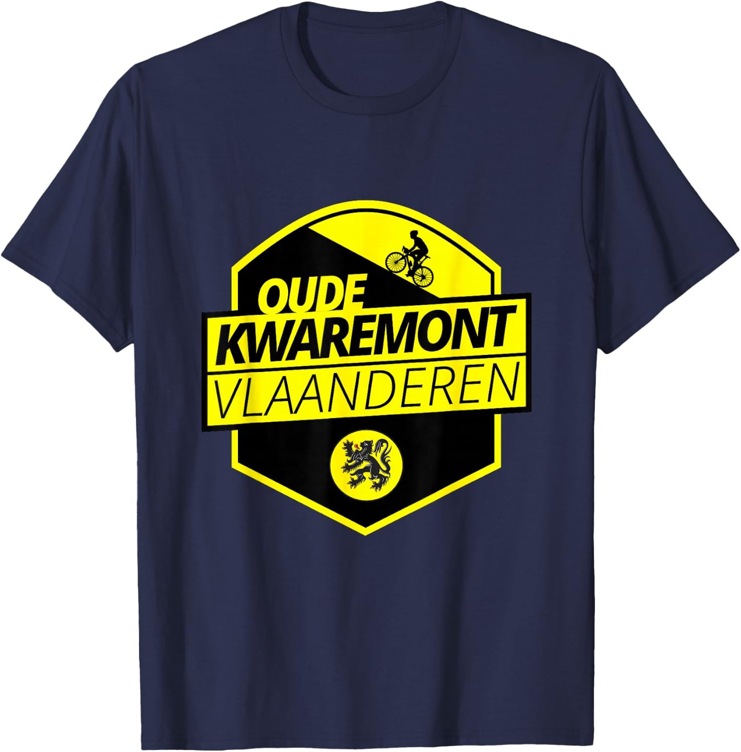 Oude Kwaremont Cycling In Flanders Belgium Cobbled Climb T-Shirt - T-Shirt | Navy