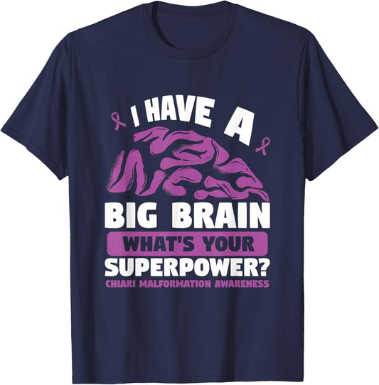 Purple Ribbon Superpower Chiari Malformation Awareness T-Shirt - T-Shirt | Navy