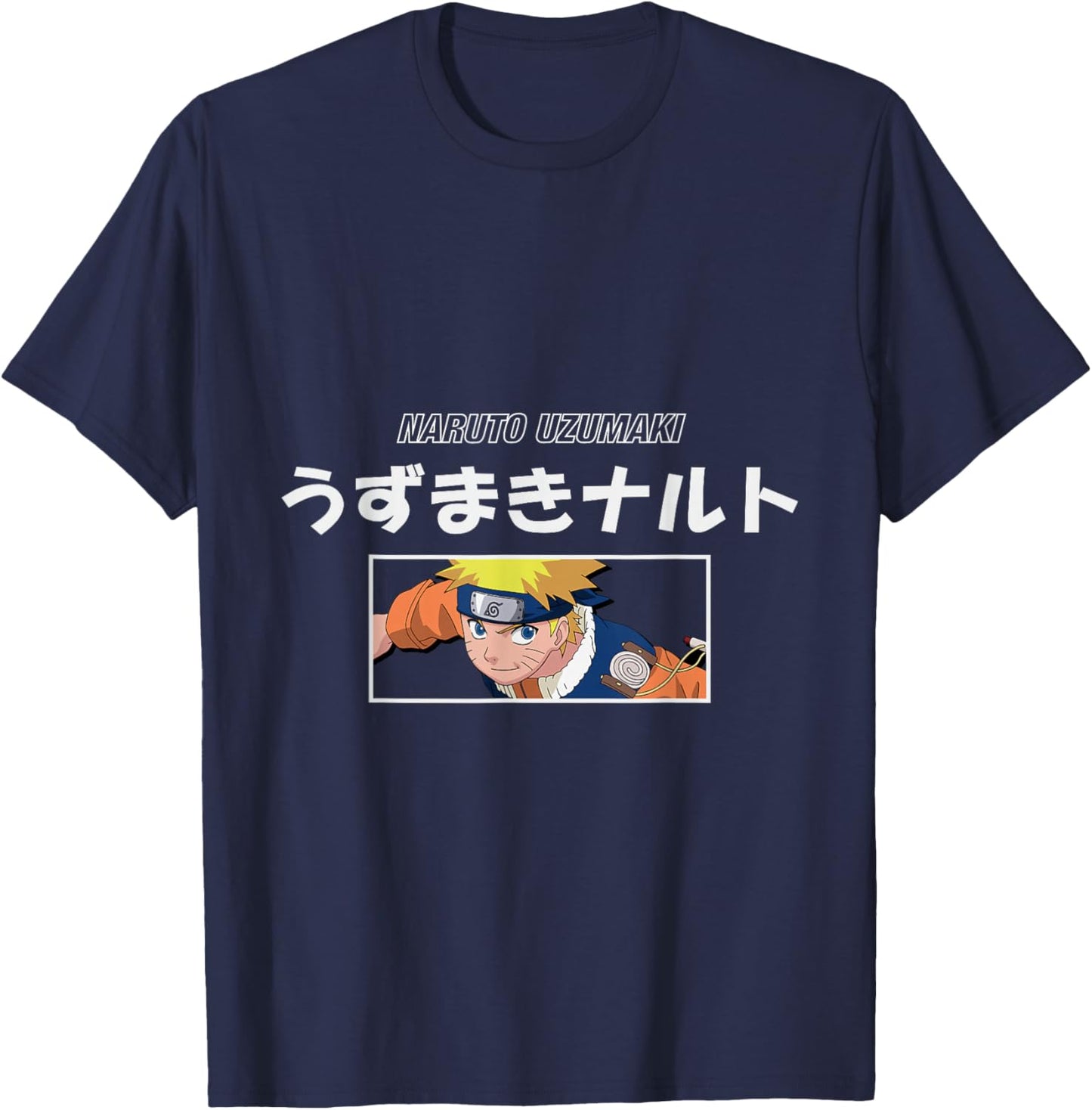 Naruto Classic Naruto Uzumaki Kanji Letters T-Shirt - T-Shirt | Navy