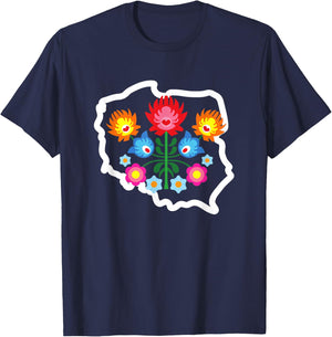 Polish Folk Flower Art Poland Polska Polish Pride Souvenir T-Shirt - T-Shirt | Navy