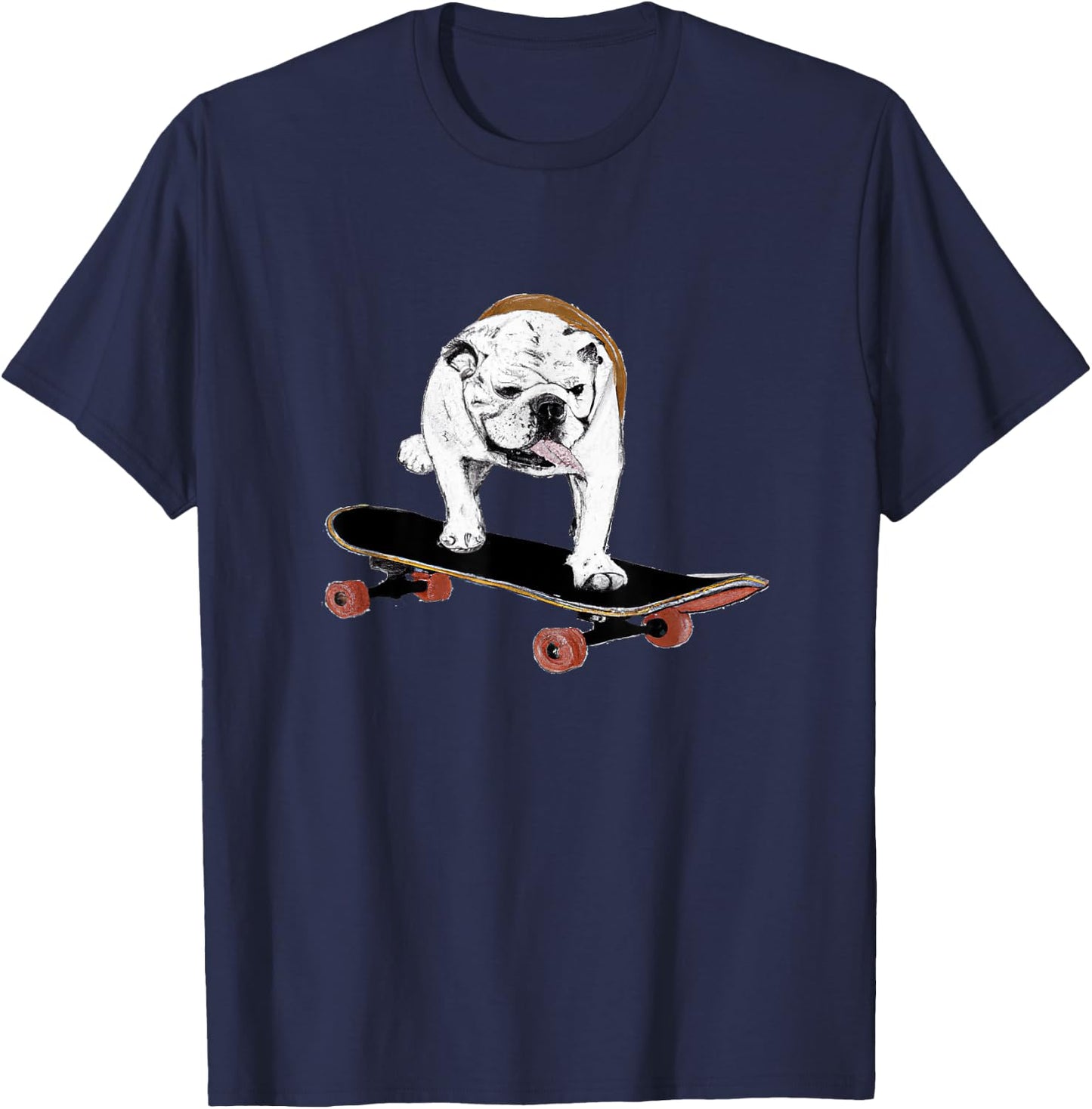 English Bulldog on a Skateboard Women Kids T-Shirt - T-Shirt | Navy