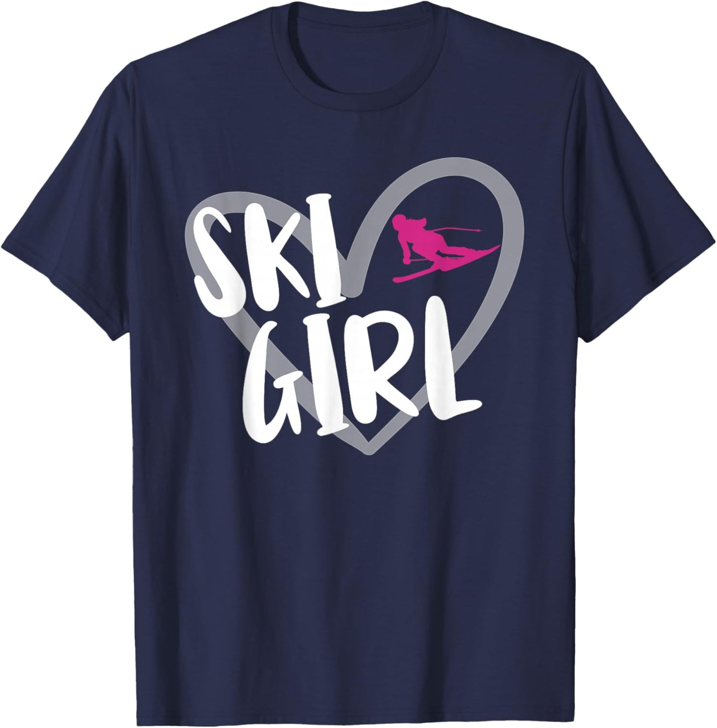 Ski Girl Heart Funny Skiing For Skiers T-Shirt - T-Shirt | Navy