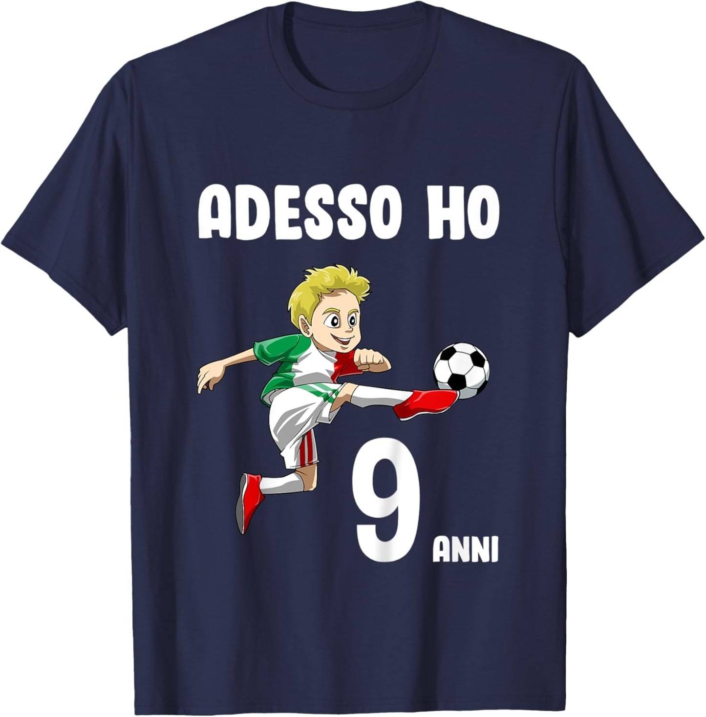 Kids 9 Birthday Football Italy Boys - Gift of 9 Years T-Shirt - T-Shirt | Navy