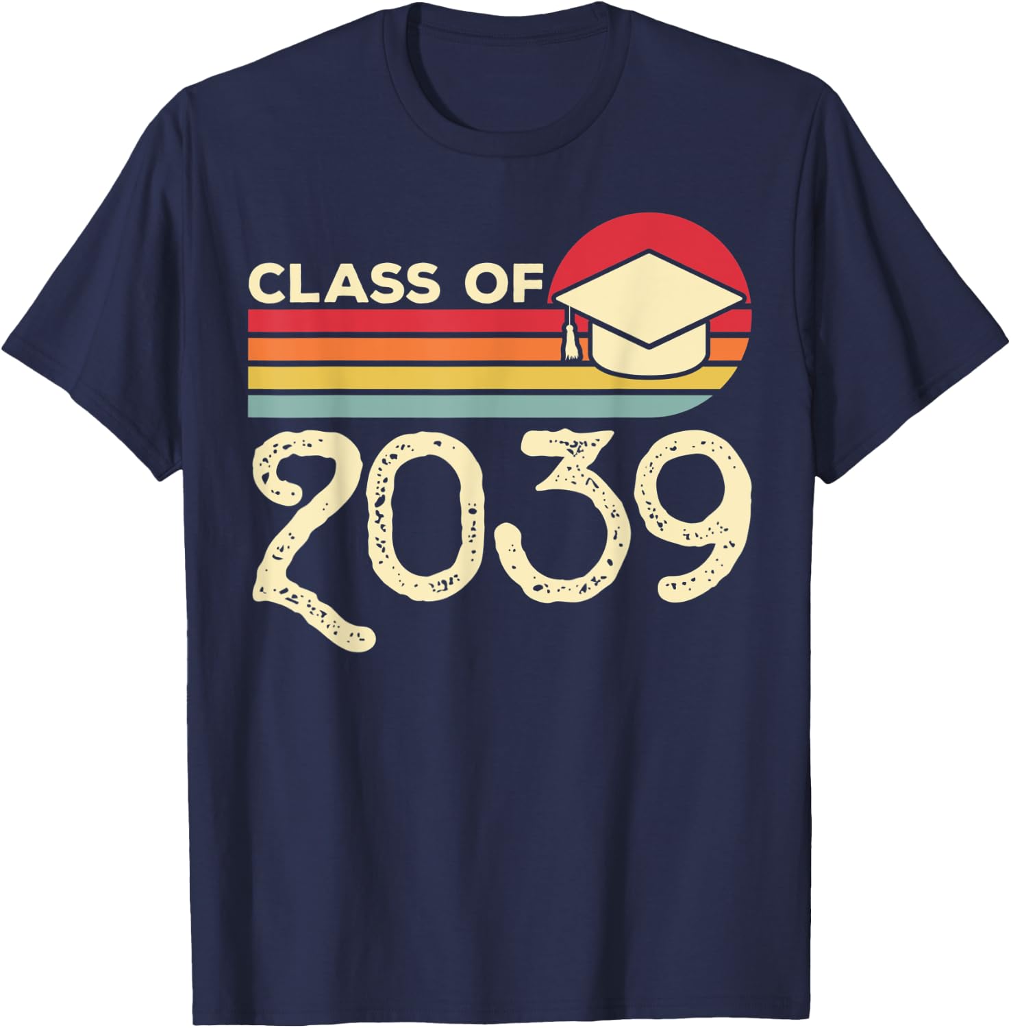 Class of 2039 Grow With Me Vintage Pre-K First Day of School T-Shirt - T-Shirt | Navy