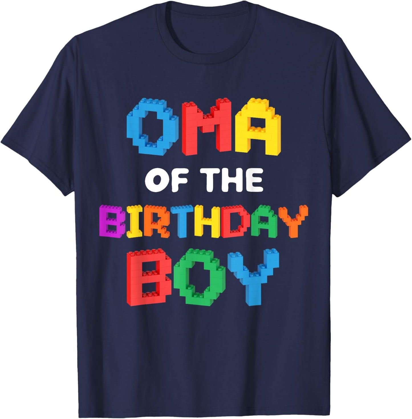 Oma of the Birthday Boy Master Builder Bricks Blocks T-Shirt - T-Shirt | Navy