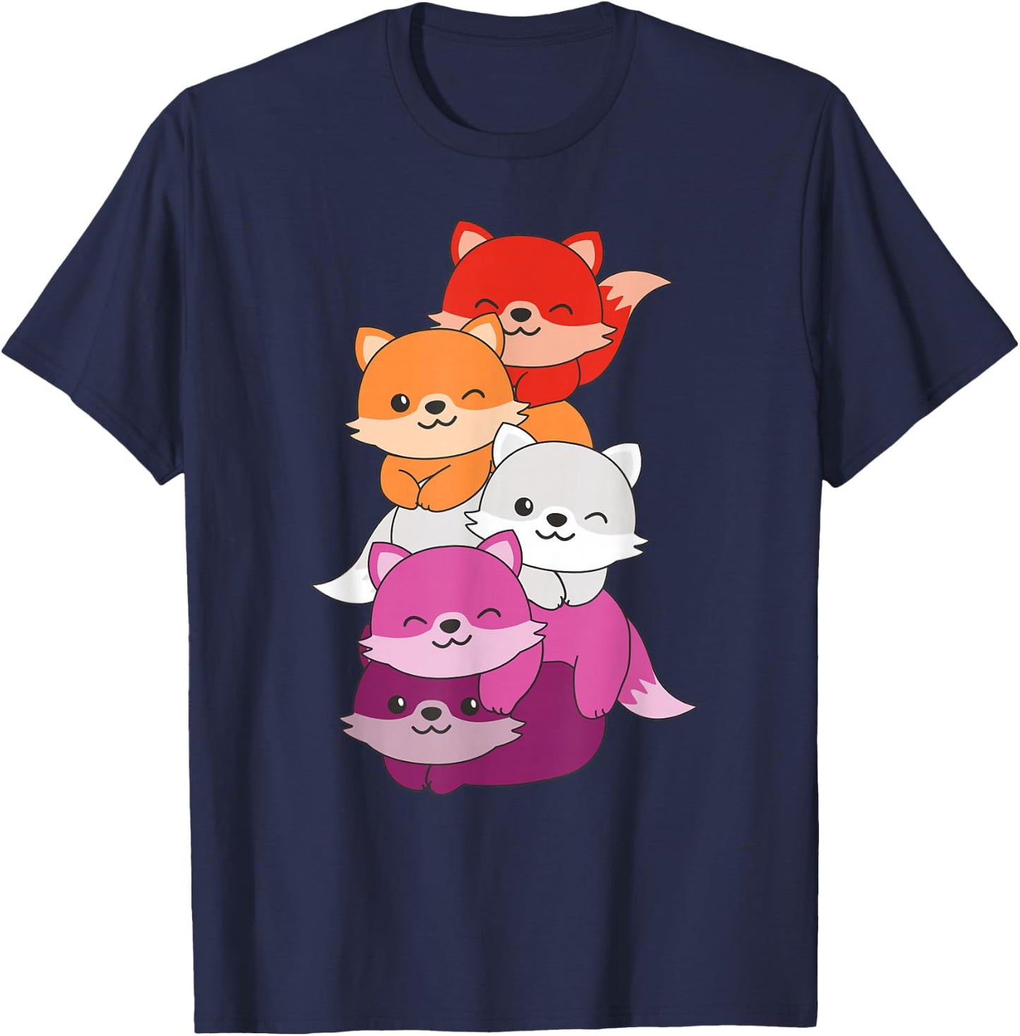 Lesbian Flag Pride Month Lgbtq Lesbian Fox T-Shirt - T-Shirt | Navy