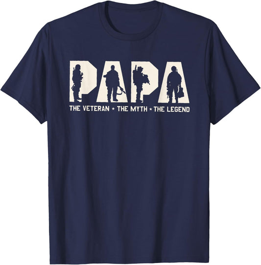 Papa Veteran The Myth The Legend Father's Day Grandpa T-Shirt - T-Shirt | Navy