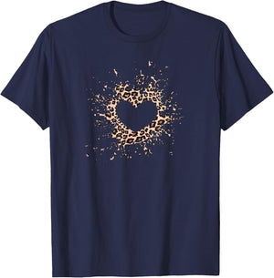 Animal Print Heart Splatter Design T-Shirt - T-Shirt | Navy