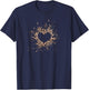 Animal Print Heart Splatter Design T-Shirt - T-Shirt | Navy