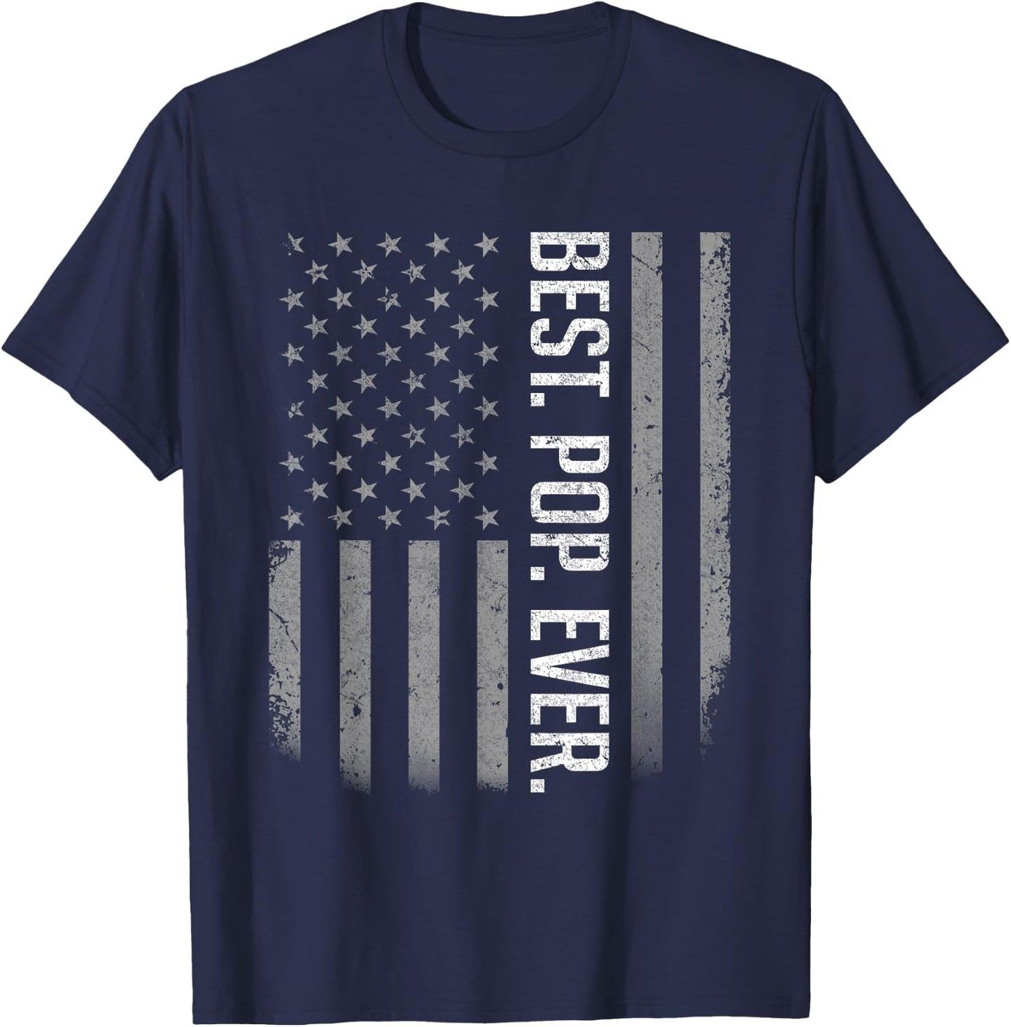 Best Pop Ever Father's Day Vintage Distressed American Flag Men T-Shirt - T-Shirt | Navy