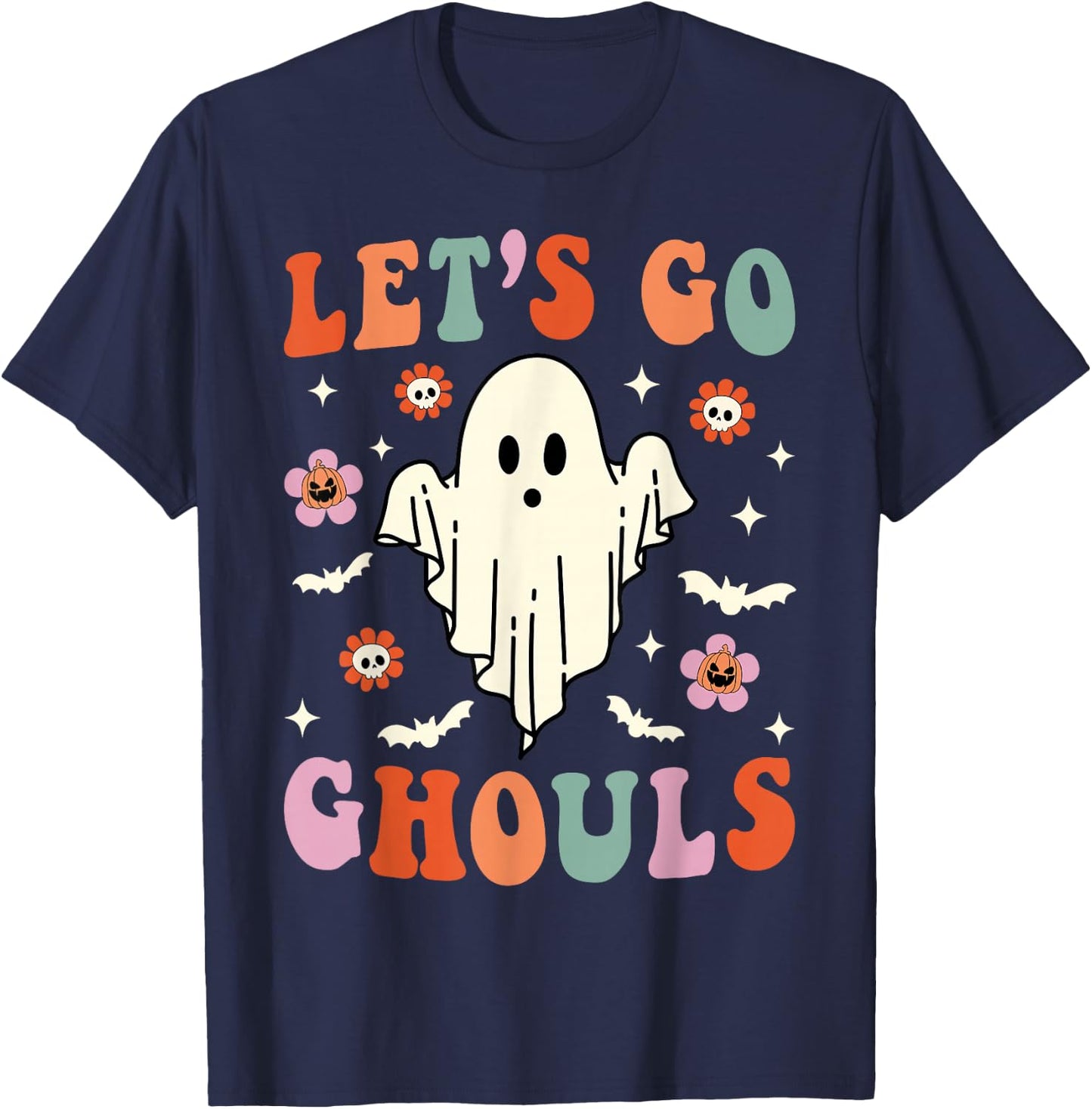 Let's Go Ghouls Ghost Halloween Spooky Bachelorette T-Shirt - T-Shirt | Navy