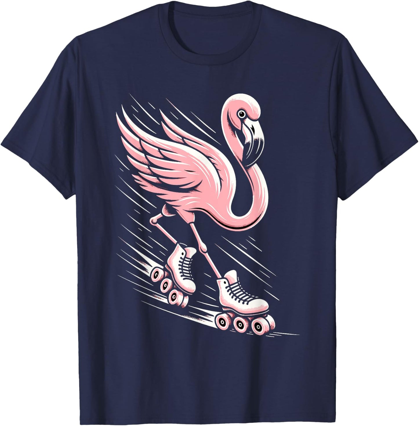 Flamingo Roller Skating Rollerskating Inline Skates T-Shirt - T-Shirt | Navy
