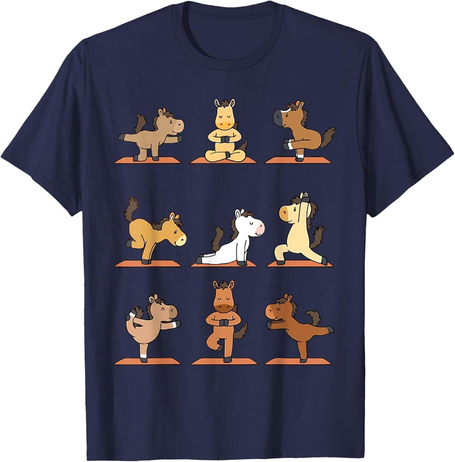 Funny Horses Yoga Horse Namaste Horse Exercise T-Shirt - T-Shirt | Navy