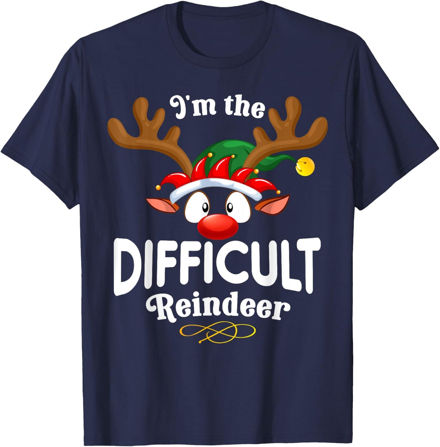 99 Gifts Christmas Family Matching Reindeer Outfit - Difficult XMas Reindeer Matching - -Adults - Black - Small - Short Sleeve - Cotton 65%, Polyester 35% T-Shirt - T-Shirt | Navy