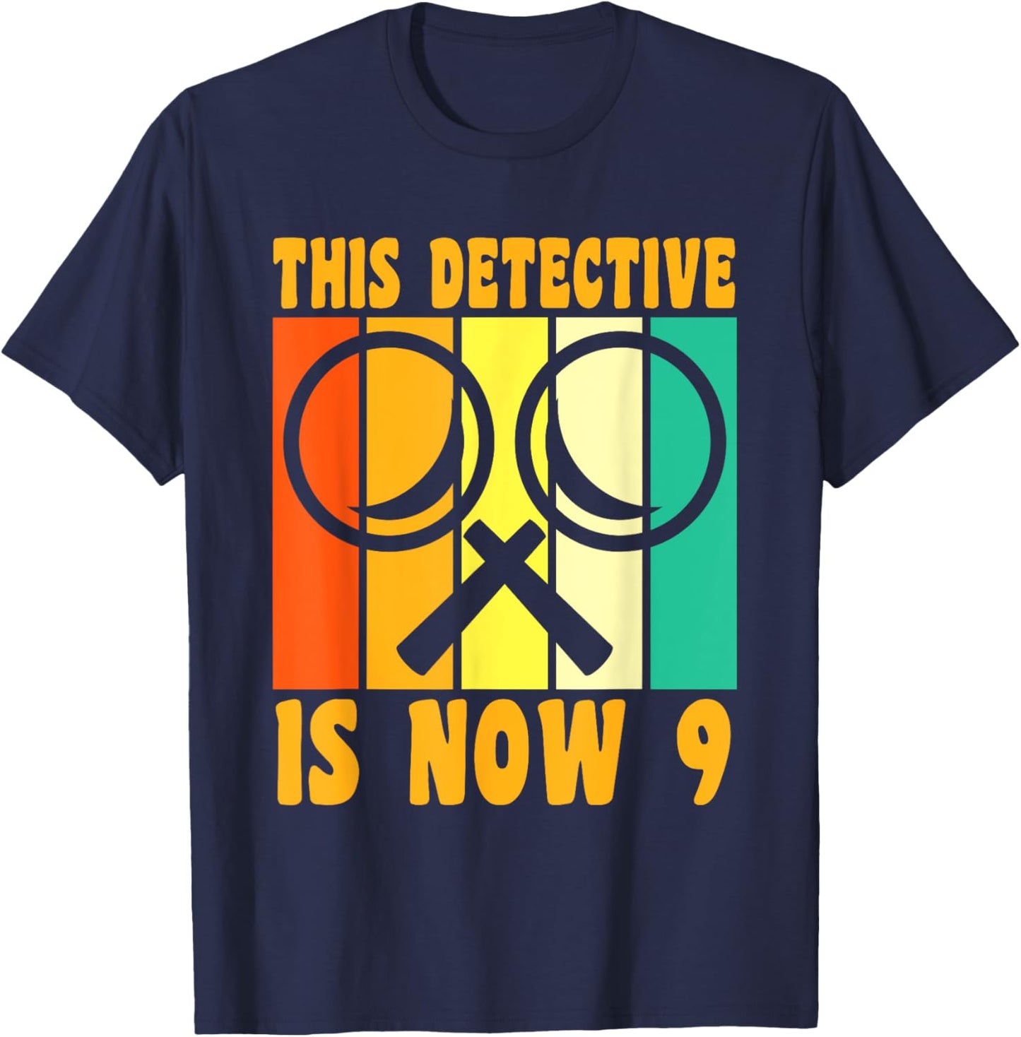 Happy 9 Birthday 9 Year Old Vintage Detective 9 Birthday T-Shirt - T-Shirt | Navy