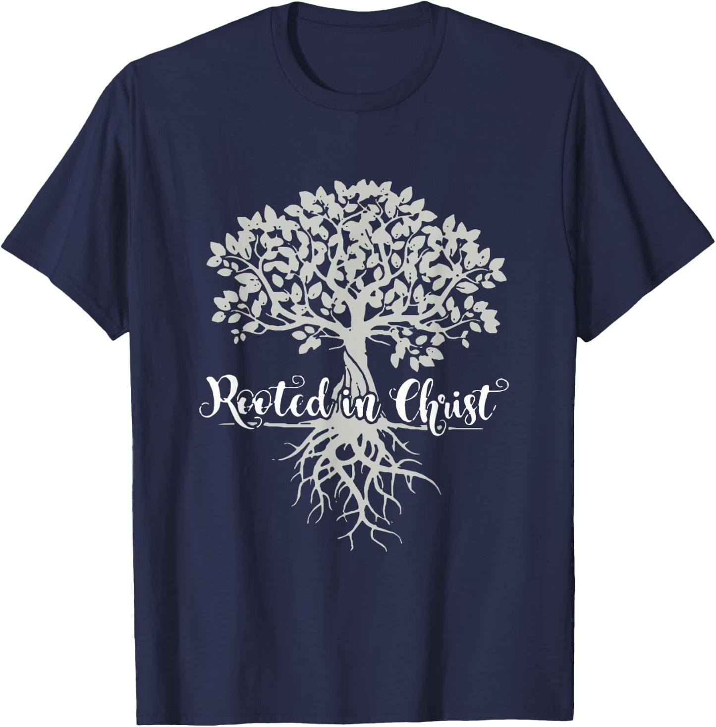Vintage Rooted in Christ Religious Christian Jesus Christ T-Shirt - T-Shirt | Navy