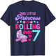 Rolling into 7 Girls 7th Birthday Roller Skates T-Shirt - T-Shirt | Navy
