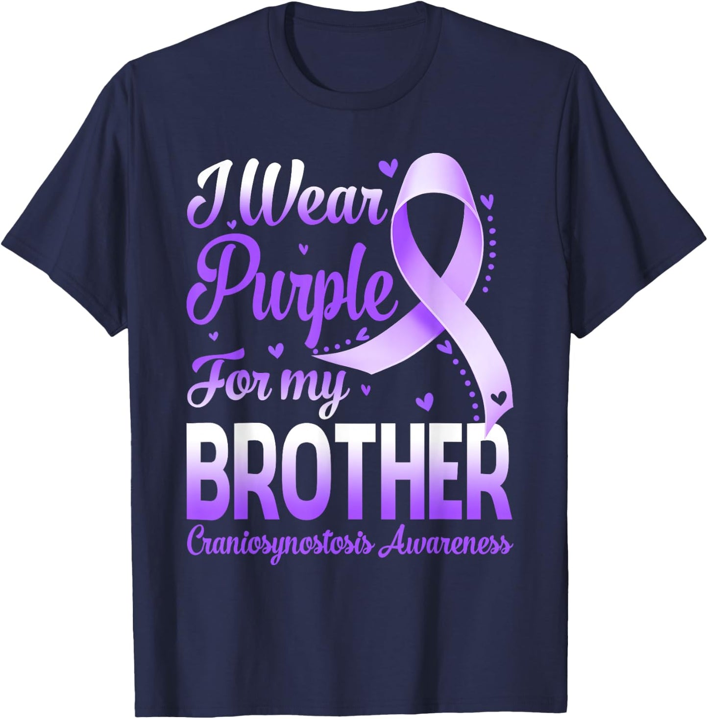 I Wear Purple For My Brother Craniosynostosis Awareness T-Shirt - T-Shirt | Navy