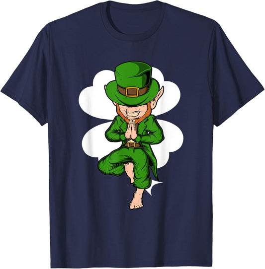 Yoga Pose Leprechaun St. Patrick's Day Yoga T-Shirt - T-Shirt | Navy