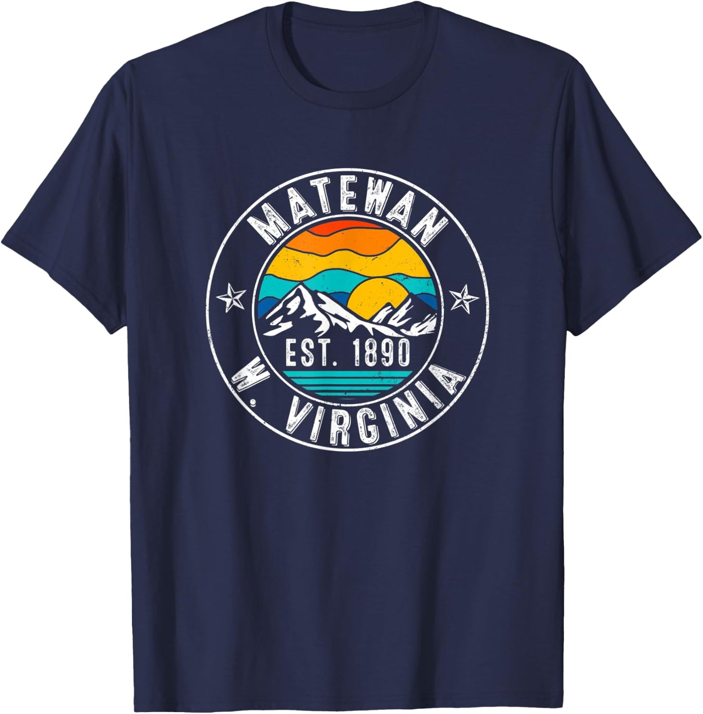Retro 70s 80s Matewan West Virginia WV T-Shirt - T-Shirt | Navy