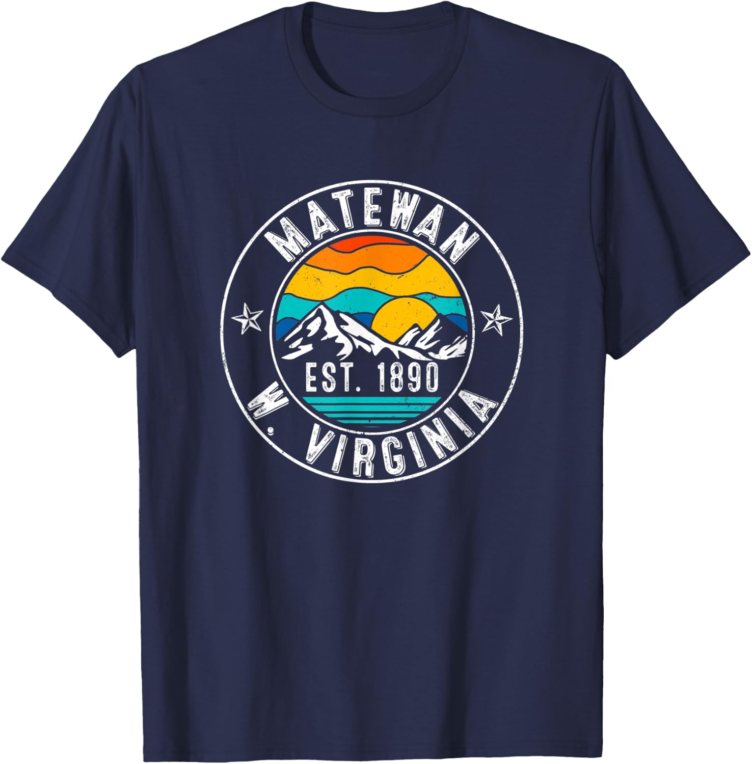 Retro 70s 80s Matewan West Virginia WV T-Shirt - T-Shirt | Navy