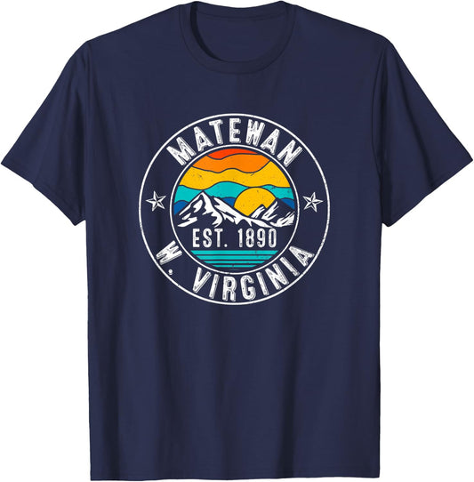 Retro 70s 80s Matewan West Virginia WV T-Shirt - T-Shirt | Navy