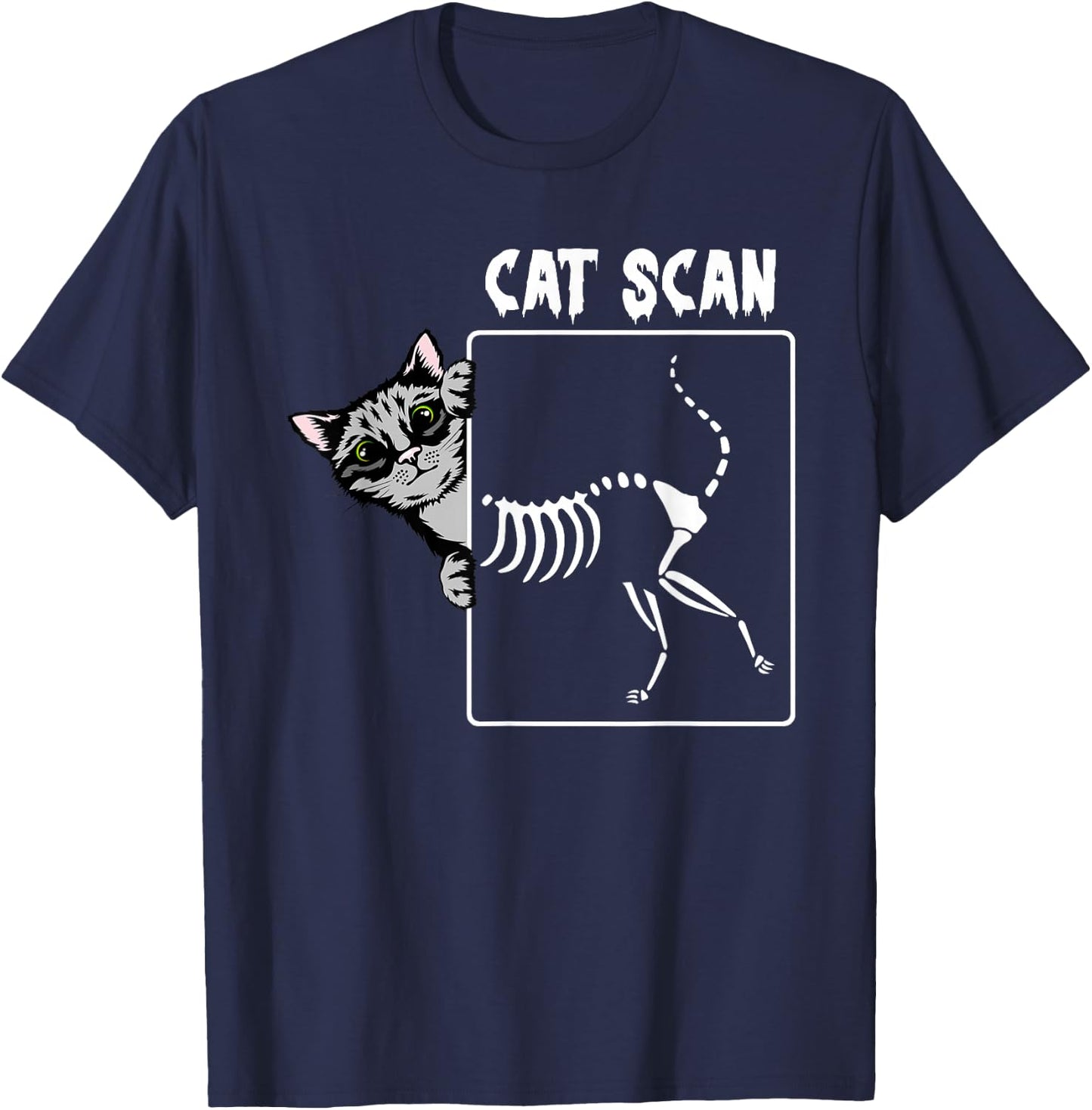 Cat Scan CT Funny Cat X Ray Pun Meme Rad Tech Cat Lover T-Shirt - T-Shirt | Navy