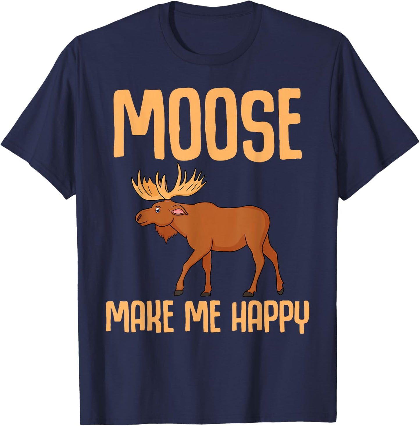 Funny Moose For Kids Boys Girls Antler Fallow Deer Animal T-Shirt - T-Shirt | Navy