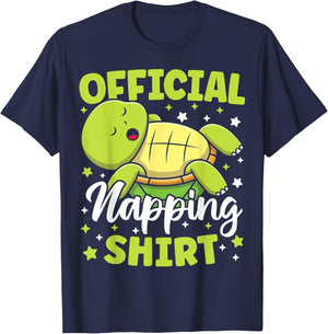 Official Napping Shirt Cute Kawaii Sleeping Turtle Lover T-Shirt - T-Shirt | Navy