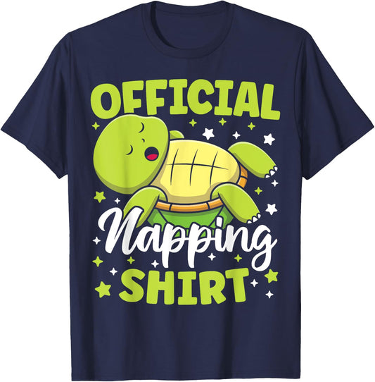Official Napping Shirt Cute Kawaii Sleeping Turtle Lover T-Shirt - T-Shirt | Navy