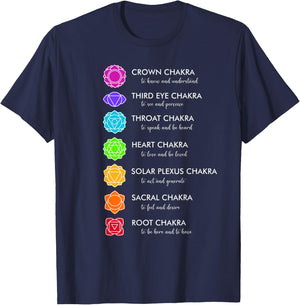 Seven Chakra Symbols T-Shirt - T-Shirt | Navy