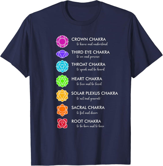 Seven Chakra Symbols T-Shirt - T-Shirt | Navy