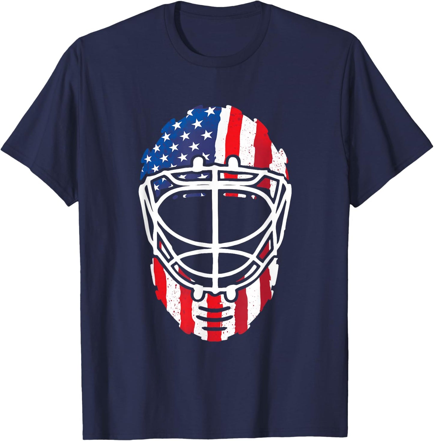 USA American Flag Vintage Hockey Goalie Mask 4th of July Men T-Shirt - T-Shirt | Navy