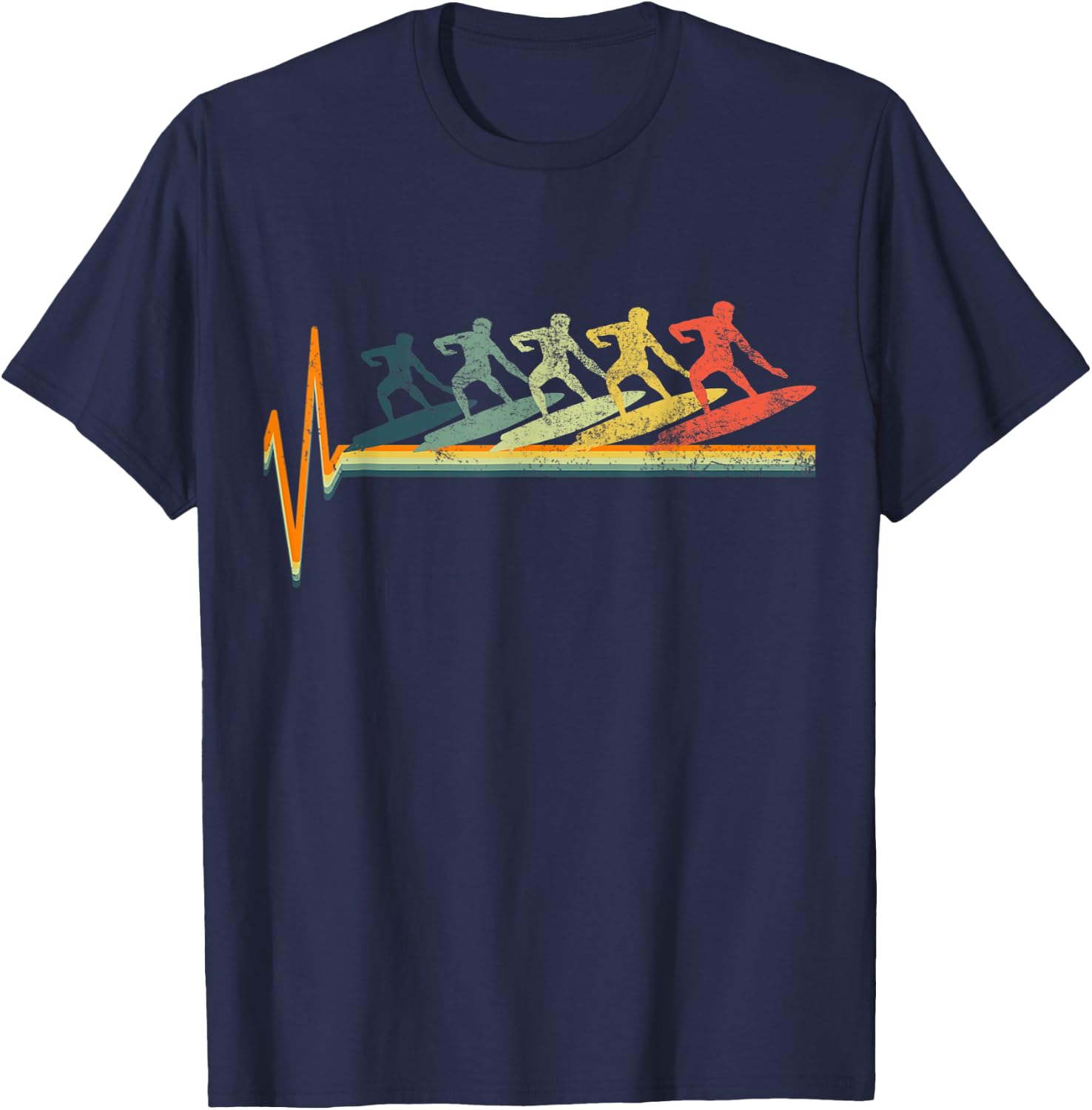 Surfer Vintage Wave Surfing Retro 70s 80s Beach Surf Lover Women Kids T-Shirt - T-Shirt | Navy