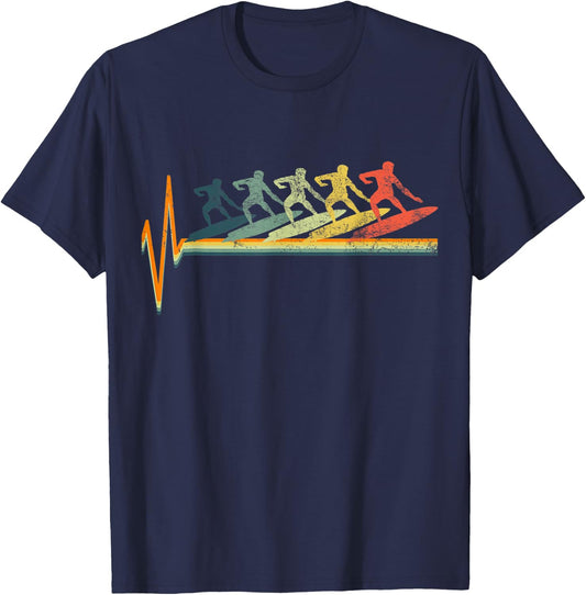 Surfer Vintage Wave Surfing Retro 70s 80s Beach Surf Lover Women Kids T-Shirt - T-Shirt | Navy