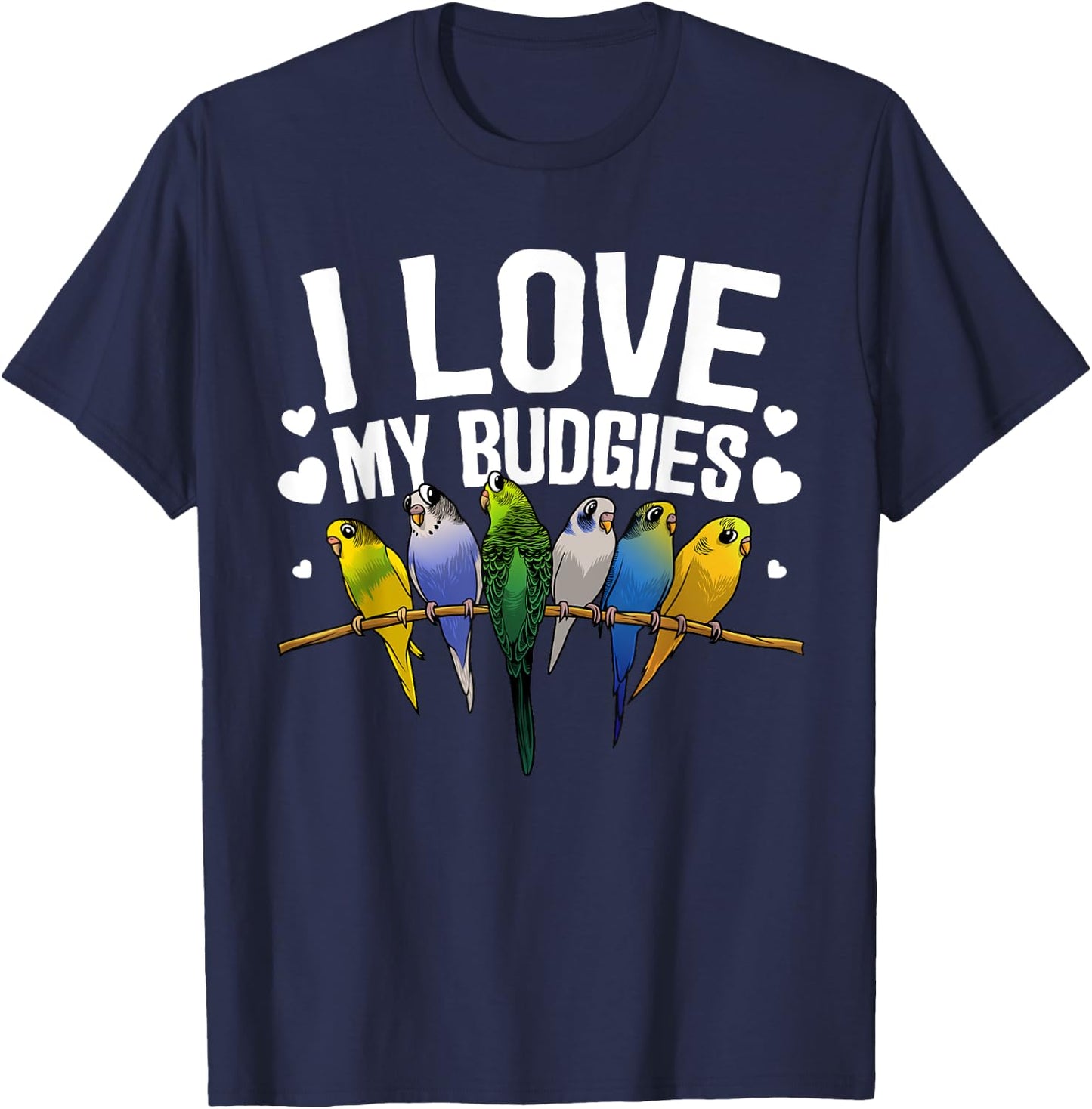 Cute Budgie Design Women Parakeet Parrot Bird Lovers T-Shirt - T-Shirt | Navy