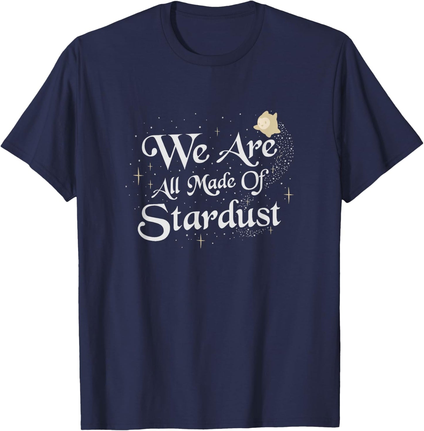 Disney Wish We are All Made of Stardust Sparkle Text Logo T-Shirt - T-Shirt | Navy