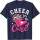 Cheer for the cure Cute Cheerleader Pink Ribbon Pom Pom T-Shirt - T-Shirt | Navy