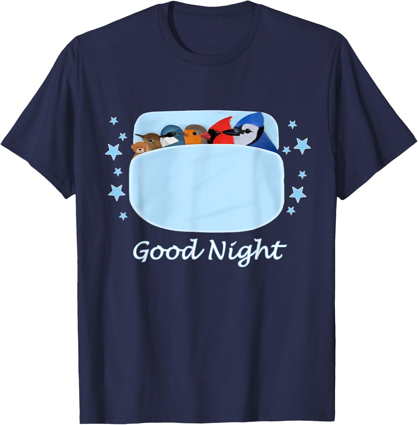 Blue Jay Cardinal Wren Teddy Bear Good Night Pyjamas Bird T-Shirt - T-Shirt | Navy