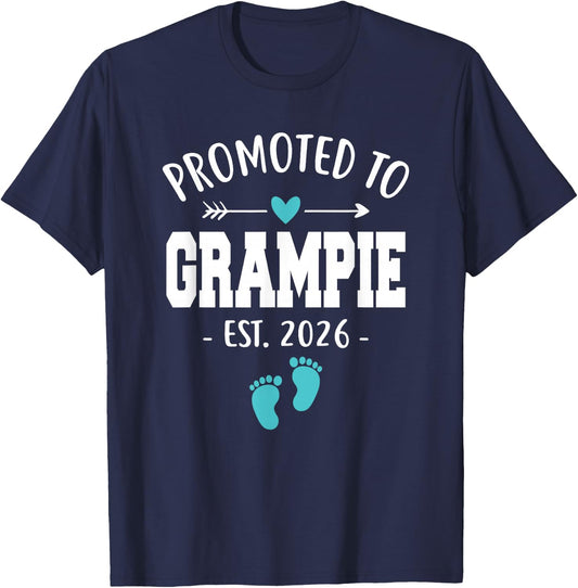 Promoted To Grampie Est 2026 New Grampie Funny Father's day T-Shirt - T-Shirt | Navy
