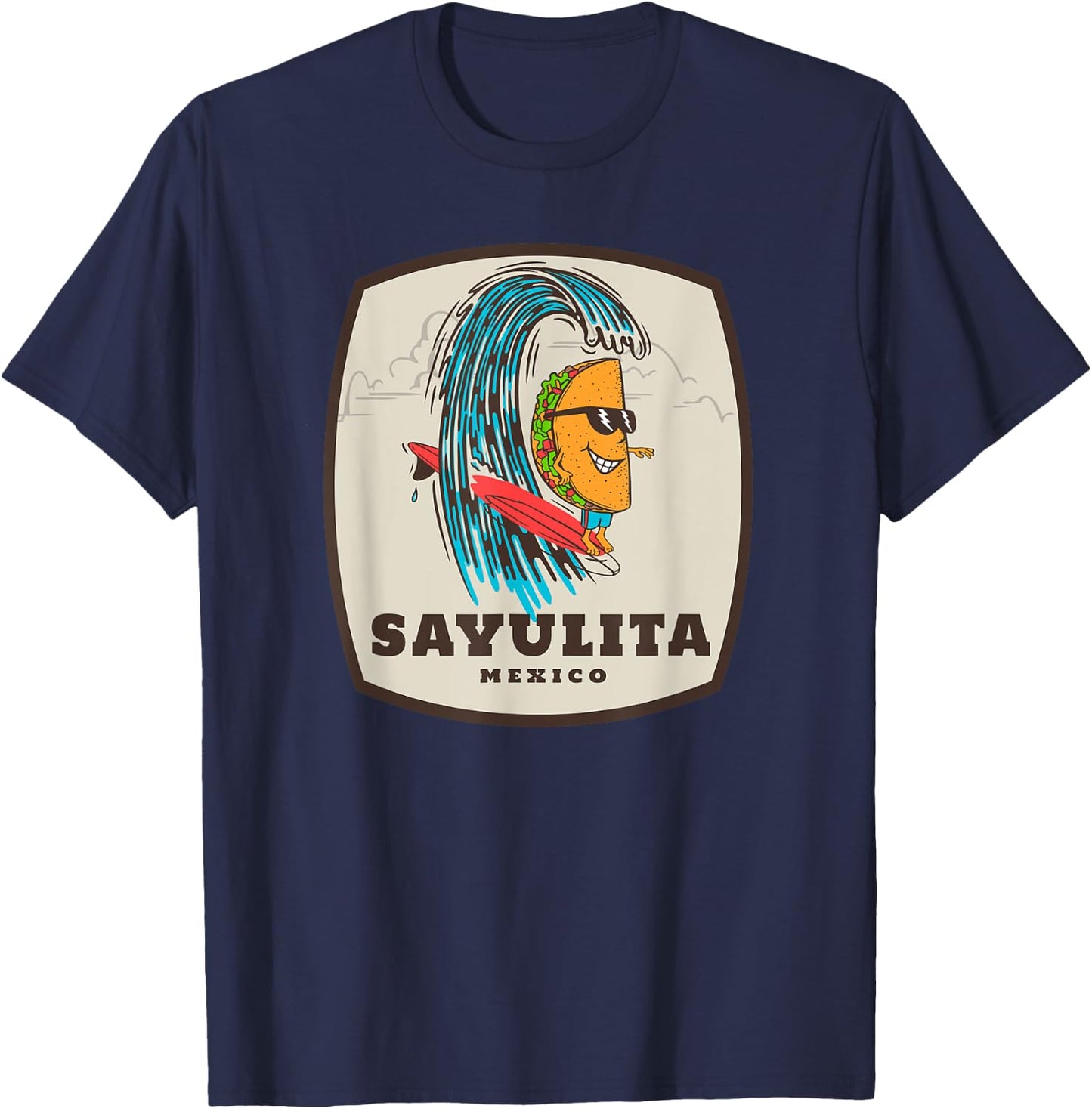 Sayulita Mexico Taco Surfer Surfing T-Shirt - T-Shirt | Navy