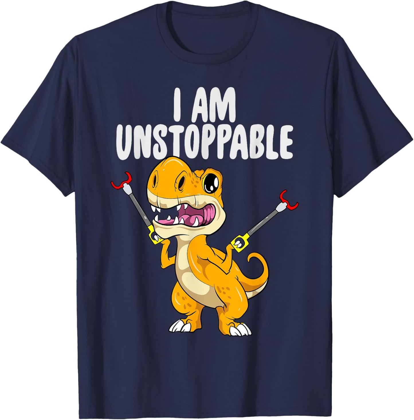 I Am Unstoppable T-rex Kawaii Dinosaur Trash Grabber T-Shirt - T-Shirt | Navy