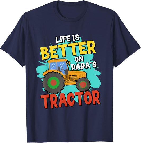 Life Is Better On Papa's Tractor T-Shirt - T-Shirt | Navy