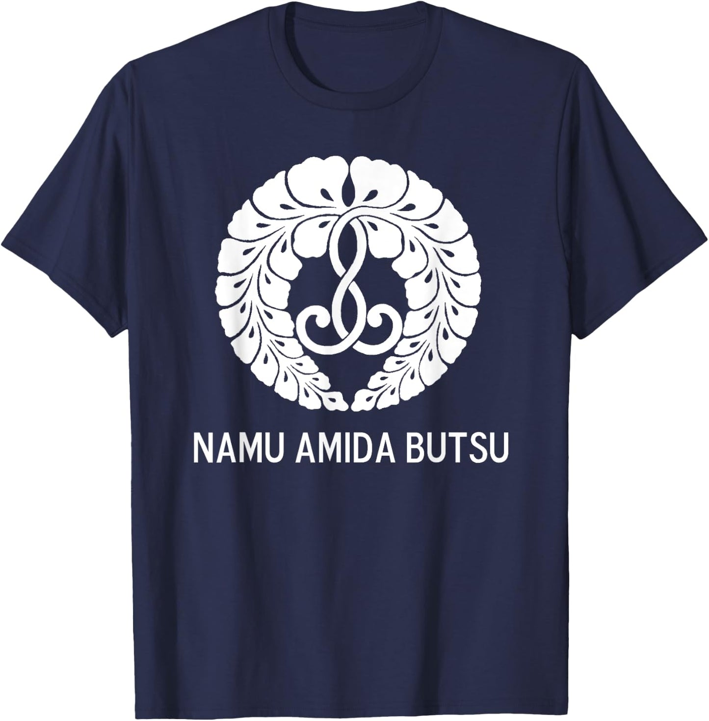 Wisteria Crest - Namu Amida Butsu - Design by Borgman T-Shirt - T-Shirt | Navy