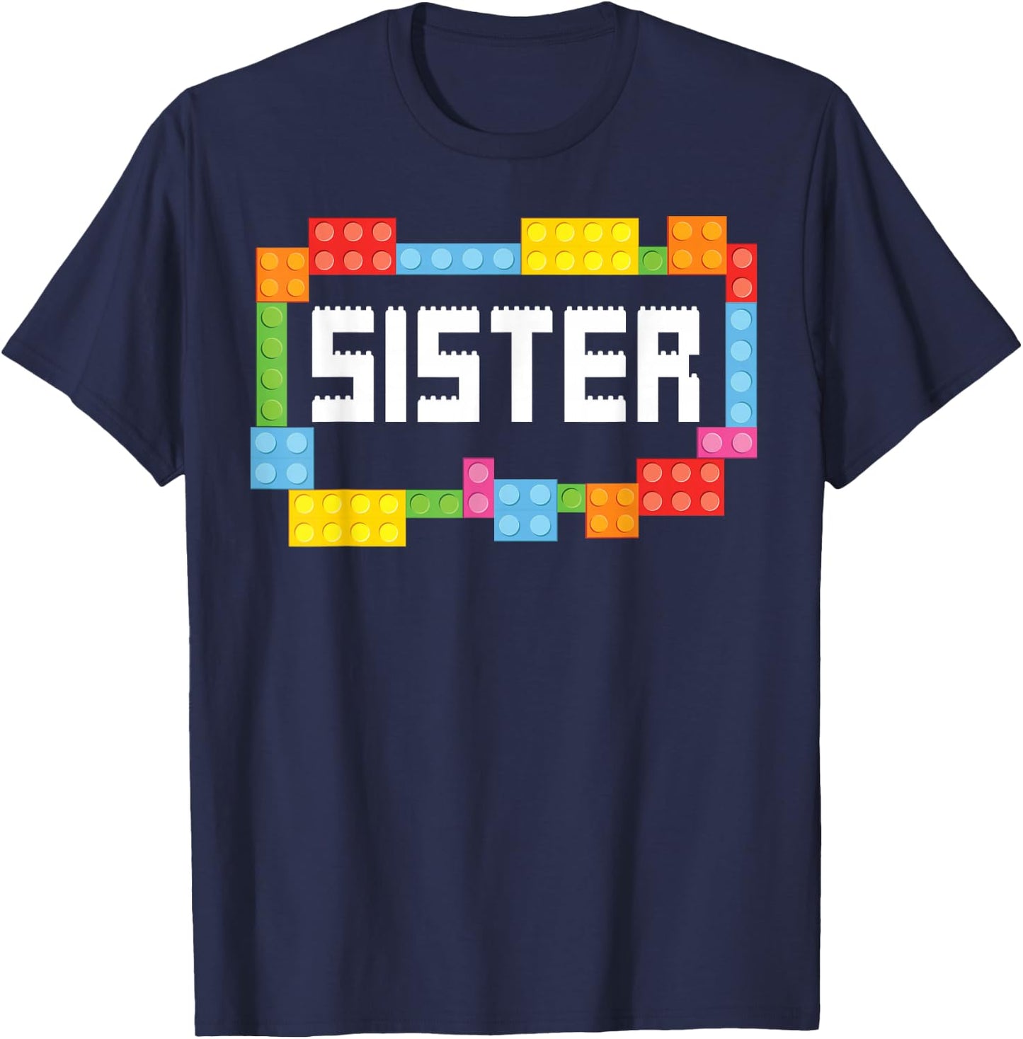 Master builder Sister Bricks Blocks Building Family Set T-Shirt - T-Shirt | Navy