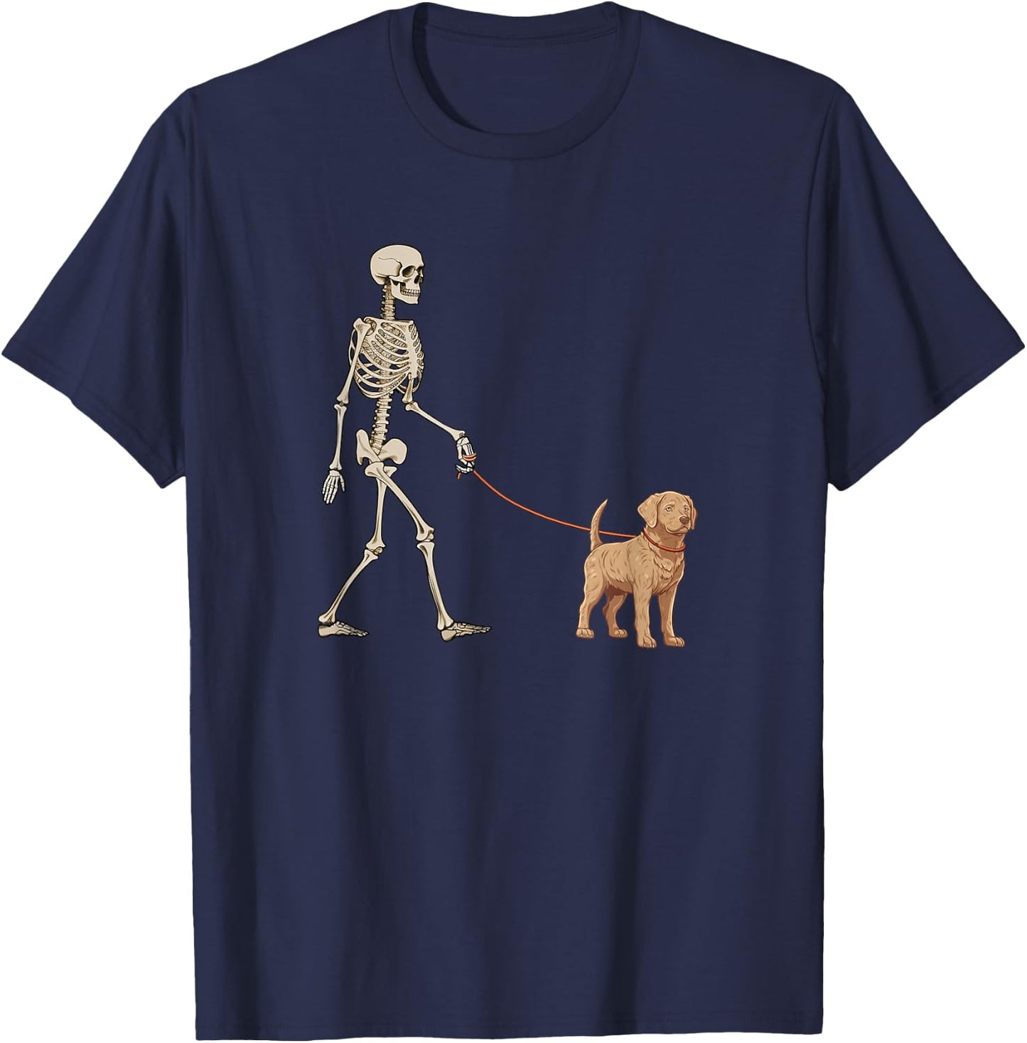 Funny Chesapeake Bay Retriever Skeleton Walking Halloween T-Shirt - T-Shirt | Navy
