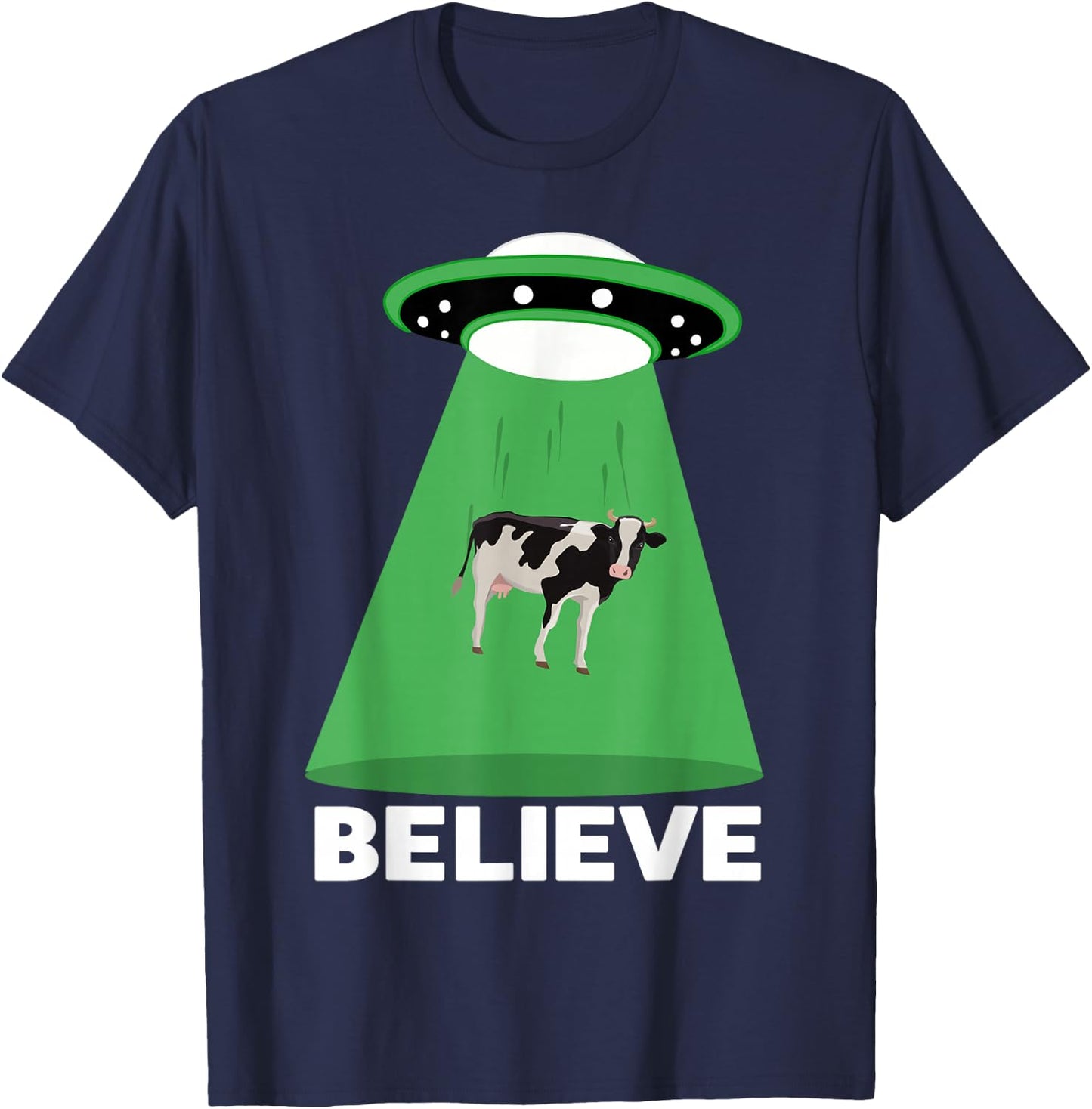 UFO Alien abduction UFO Cow abduction T-Shirt - T-Shirt | Navy