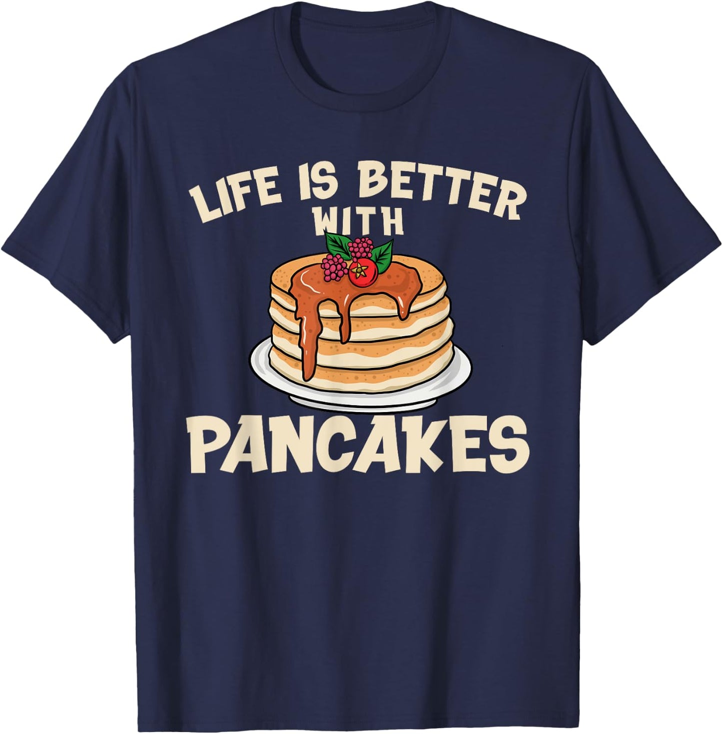 Funny Pancakes Art Men Women Brunch Breakfast Pancake Maker T-Shirt - T-Shirt | Navy