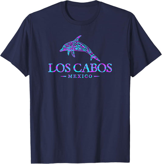 Los Cabos Mexico Dolphin Retro Boys Girls Souvenir T-Shirt - T-Shirt | Navy
